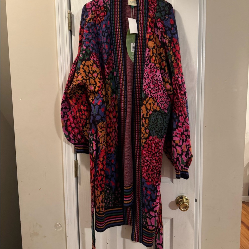 Farm Rio rainbow knit wool Cardigan - Pink, Purple, Orange, Green, Blue